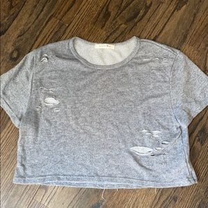 Grey ripped cropped top